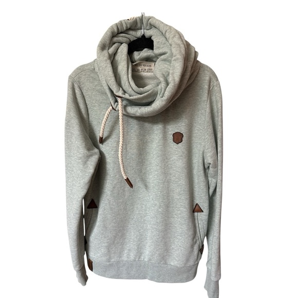 Naketano Darth Women’s Cowl/Funnel Neck Hoody Sweater Heathered Green/Blue XXL - Picture 1 of 15